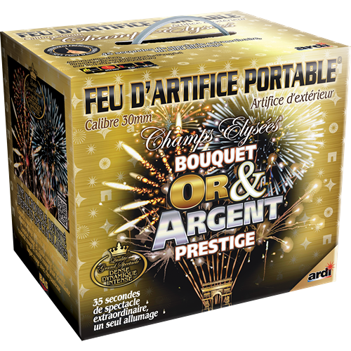 FEU D'ARTIFICE PORTABLE® BOUQUET OR ET ARGENT PRESTIGE (pièce)